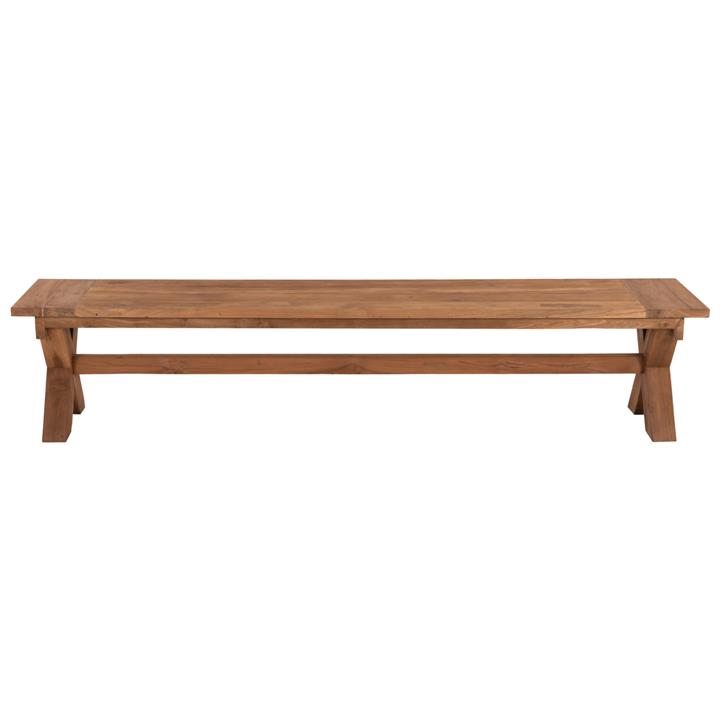OUTDOOR BENCH HM9564 RECYCLED TEAK WOOD IN NATURAL COLOR 220x40x45Hcm.