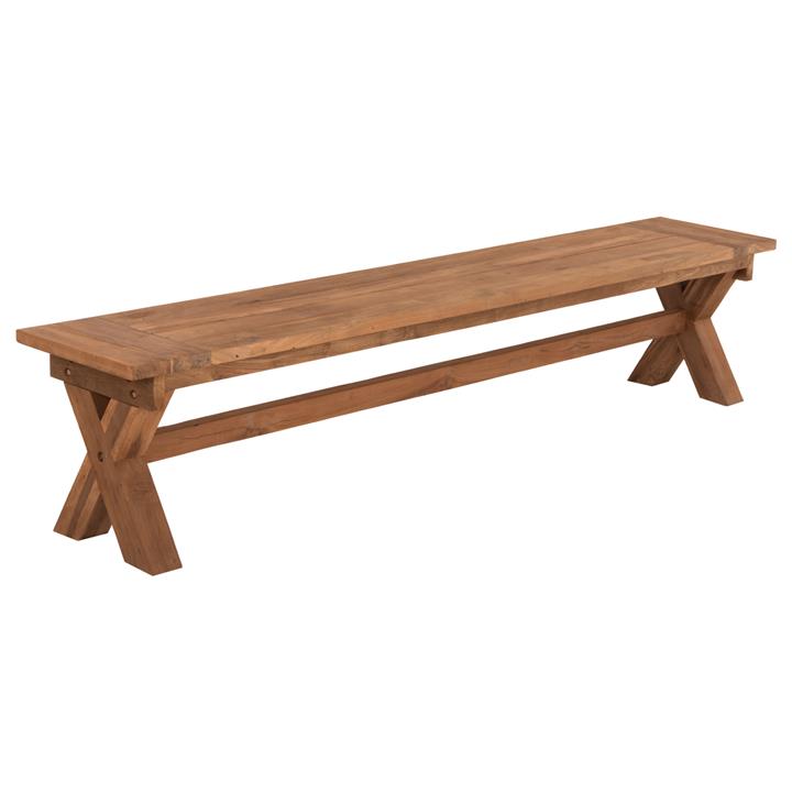 OUTDOOR BENCH HM9564 RECYCLED TEAK WOOD IN NATURAL COLOR 220x40x45Hcm.