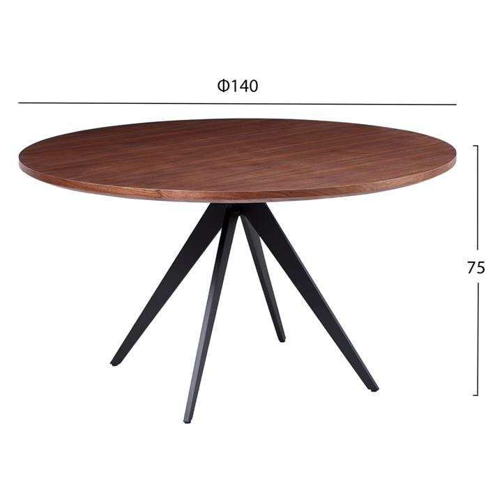 DINING TABLE HM9452.02 ROUND WITH ASHTREE VENEER IN WALNUT&RUSTIC STYLE Φ140x75Hcm.