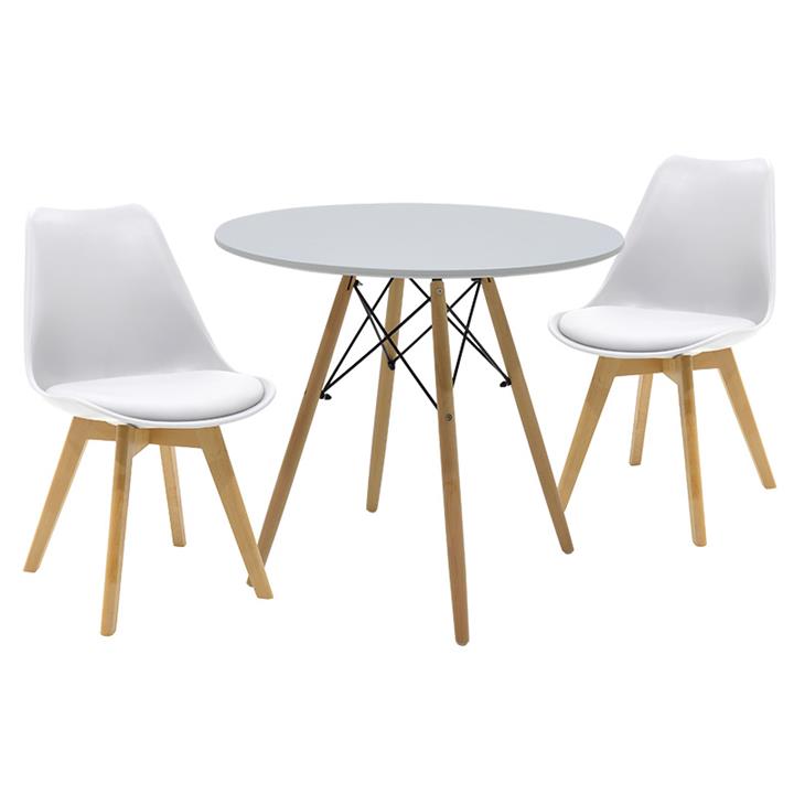 Julita-Gaston pakoworld dining set 3pcs white-natural D80x73cm
