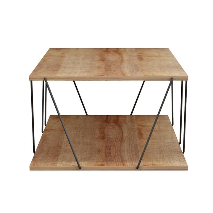 COFFEE TABLE TARS HM8927.11 NATURAL OAK MELAMINE-BLACK METAL RODS 120Χ50Χ30Hcm.