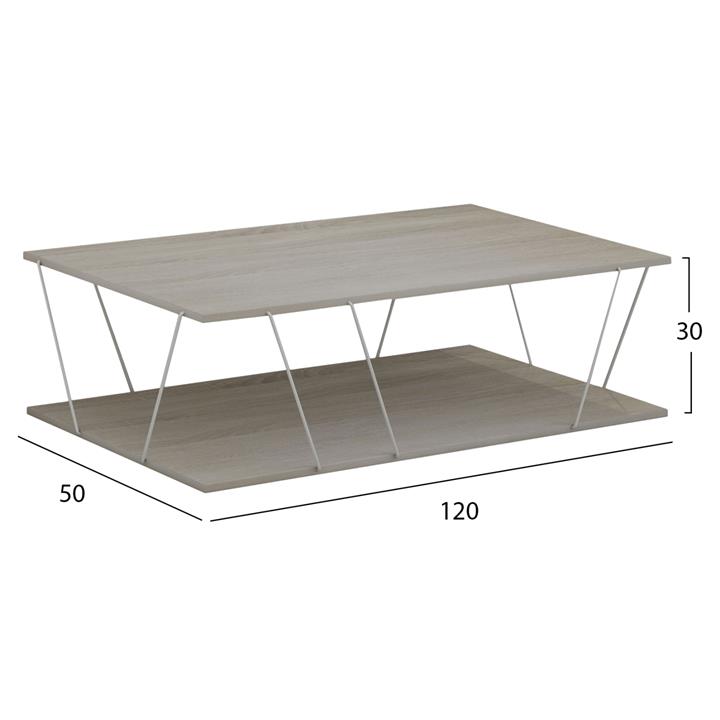 COFFEE TABLE TARS HM8927.14 SONOMA MELAMINE-WHITE METAL RODS 120Χ50Χ30Hcm.