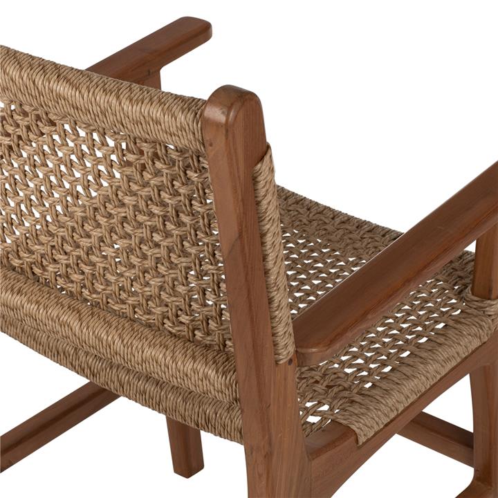 ARMCHAIR SOLID TEAK NATURAL COLOR KNITTED RATTAN ROPE 54Χ55Χ86Hcm.HM9385.01