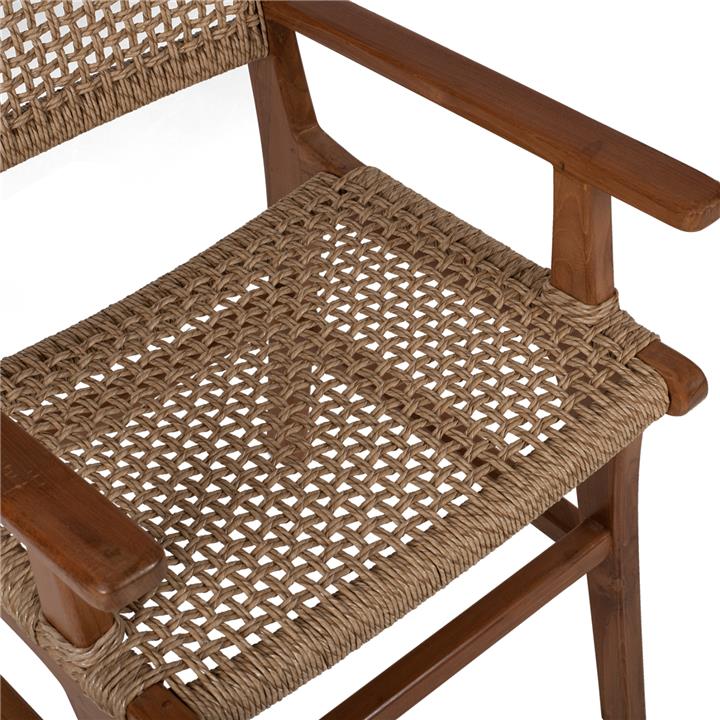 ARMCHAIR SOLID TEAK NATURAL COLOR KNITTED RATTAN ROPE 54Χ55Χ86Hcm.HM9385.01