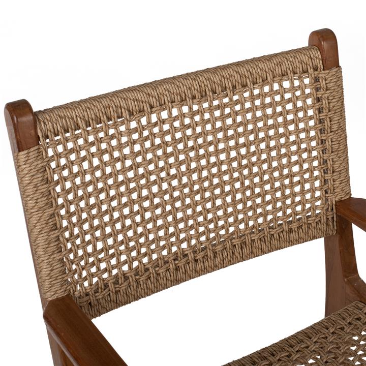 ARMCHAIR SOLID TEAK NATURAL COLOR KNITTED RATTAN ROPE 54Χ55Χ86Hcm.HM9385.01