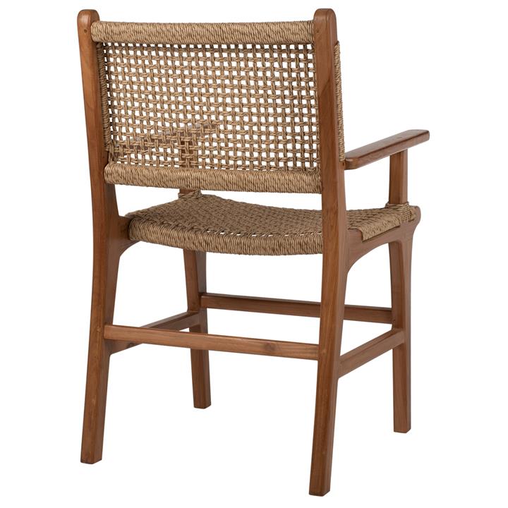 ARMCHAIR SOLID TEAK NATURAL COLOR KNITTED RATTAN ROPE 54Χ55Χ86Hcm.HM9385.01