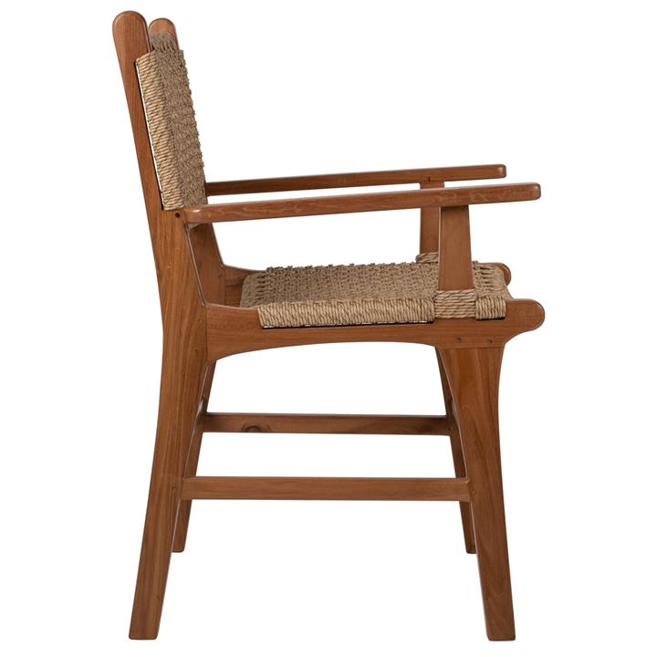 ARMCHAIR SOLID TEAK NATURAL COLOR KNITTED RATTAN ROPE 54Χ55Χ86Hcm.HM9385.01