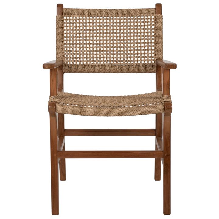 ARMCHAIR SOLID TEAK NATURAL COLOR KNITTED RATTAN ROPE 54Χ55Χ86Hcm.HM9385.01