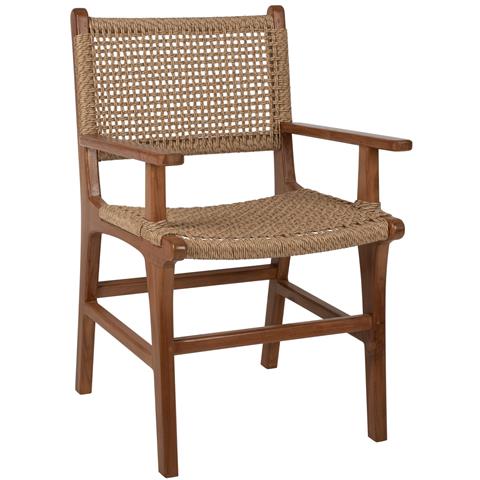 ARMCHAIR SOLID TEAK NATURAL COLOR KNITTED RATTAN ROPE 54Χ55Χ86Hcm.HM9385.01