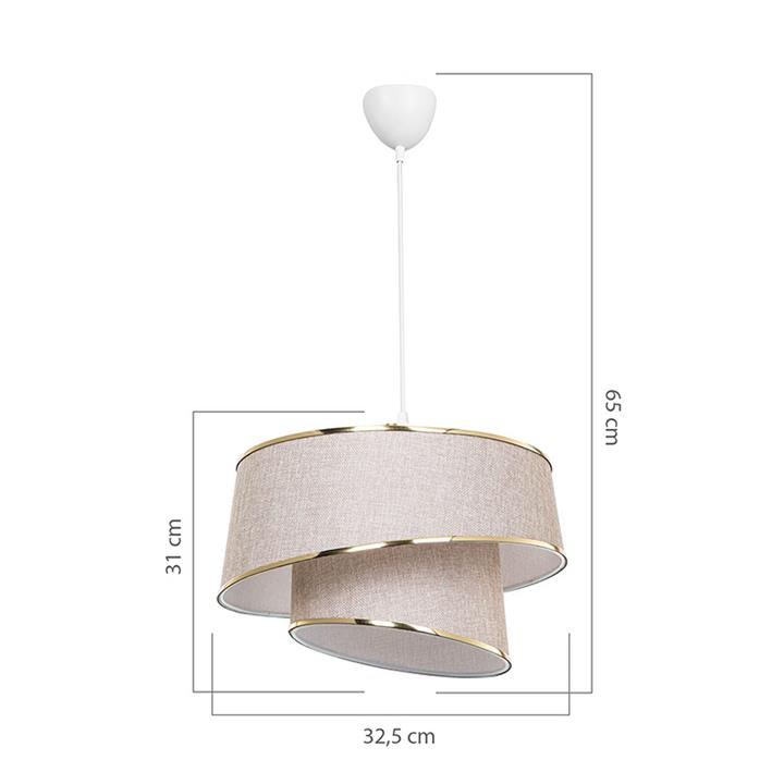 Ceiling light PWL-1127 pakoworld Ε27 beige-golden-white D32.5x65cm