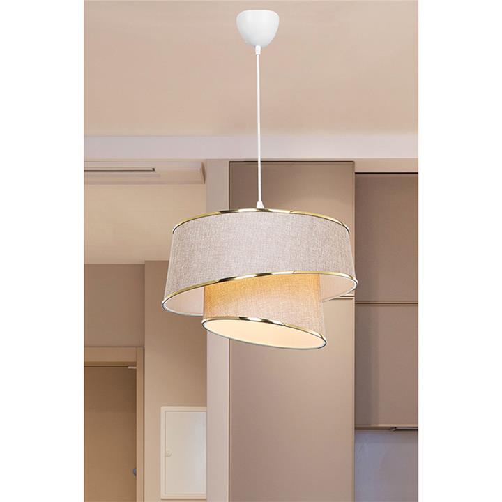 Ceiling light PWL-1127 pakoworld Ε27 beige-golden-white D32.5x65cm