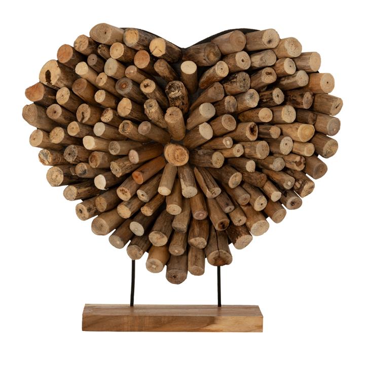 TABLE DECORATION HM7911 HEART SHAPE TEAK BRANCH WOOD IN NATURAL COLOR 57x5x56Hcm.