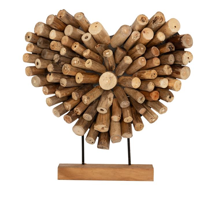 TABLE DECORATION HM7909 HEART SHAPE TEAK BRANCH WOOD IN NATURAL COLOR 44x5x44Hcm.