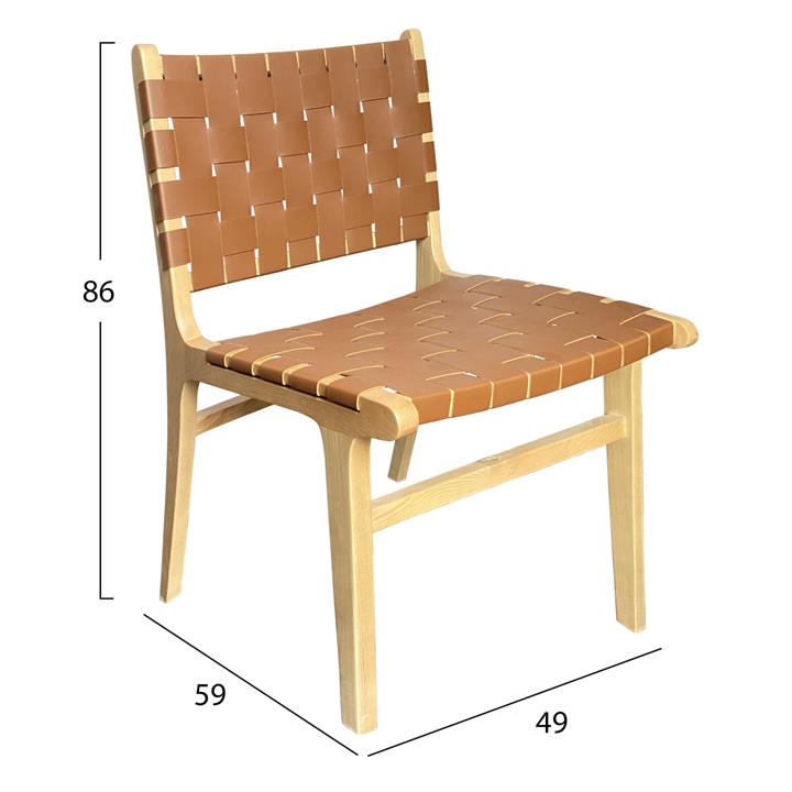 CHAIR TOON WOOD PU LEATHER BROWN 49x59x86Hcm.HM9327.01