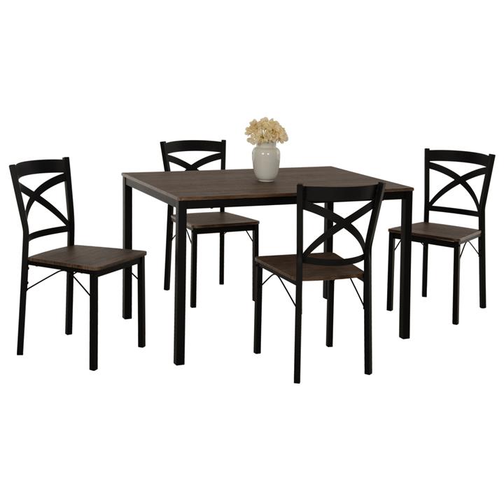 DINING SET GOOSE 5PCS HM9530.01 MDF IN WALNUT-METAL IN BLACK 120x80x75Hcm.