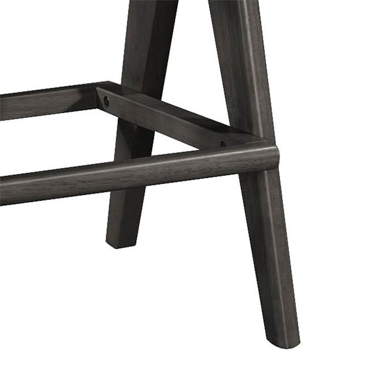 Bar stool with arms Winslow pakoworld wood rubberwood black-pvc rattan natural-fabric gray