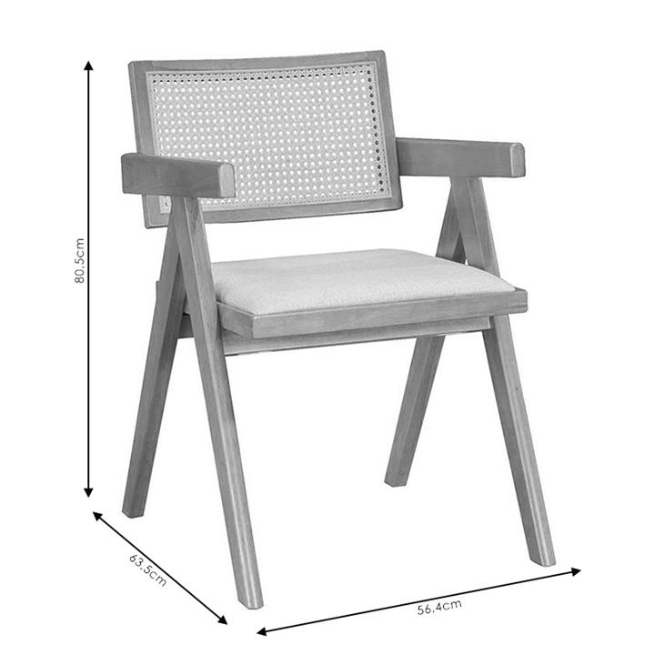 Armchair Winslow pakoworld wood rubberwood light walnut-pvc natural rattan-fabric gray