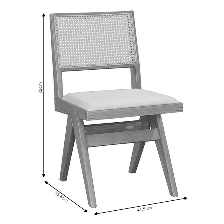 Winslow chair pakoworld wood rubberwood light walnut-pvc natural rattan-fabric gray