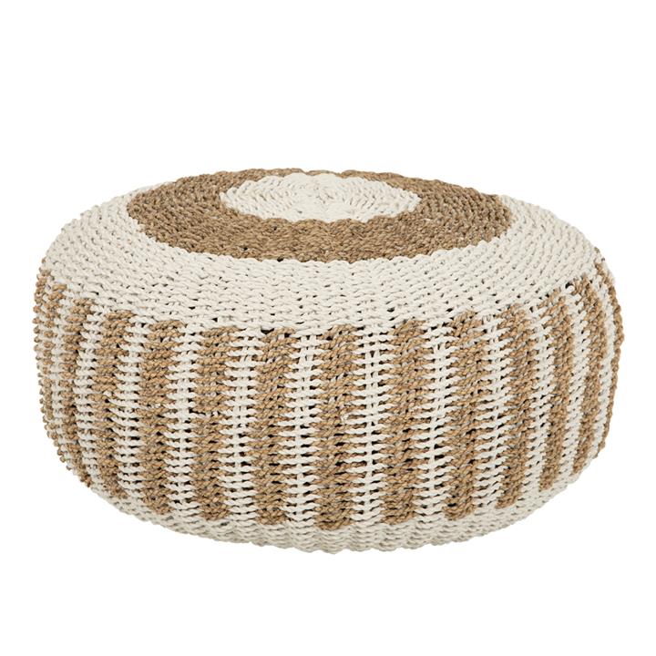 STOOL POUF SARONI HM7851.01 SEAGRASS IN NATURAL-WHITE COLOR Φ60x35Hcm.