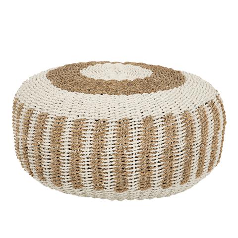 ΠΟΥΦ ΣΚΑΜΠΟ SARONI HM7851.01 SEAGRASS ΣΕ ΦΥΣΙΚΟ-ΛΕΥΚΟ ΧΡΩΜΑ Φ60x35Yεκ.
