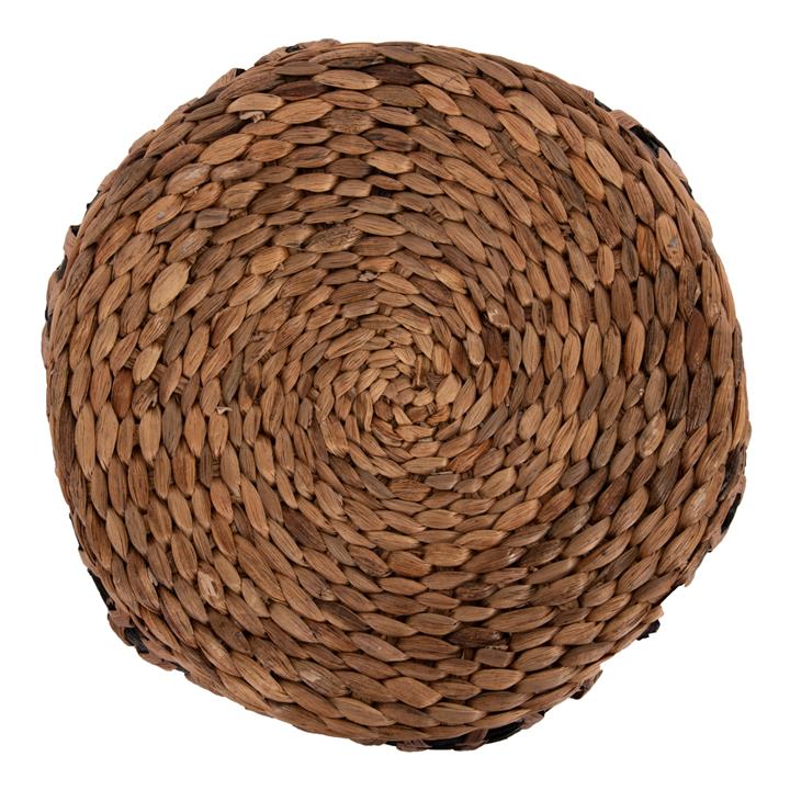 STOOL TEOFILO HM7869 IN NATURAL AND BLACK-HYDROHYACINTH MAT Φ43x38Hcm.
