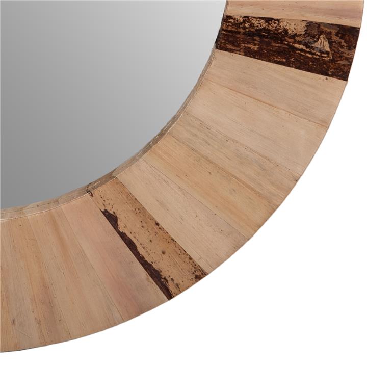 WALL MIRROR ROUND HM7837 DRIED PALM LEAF FIBER FRAME IN NATURAL COLOR Φ60x4cm.