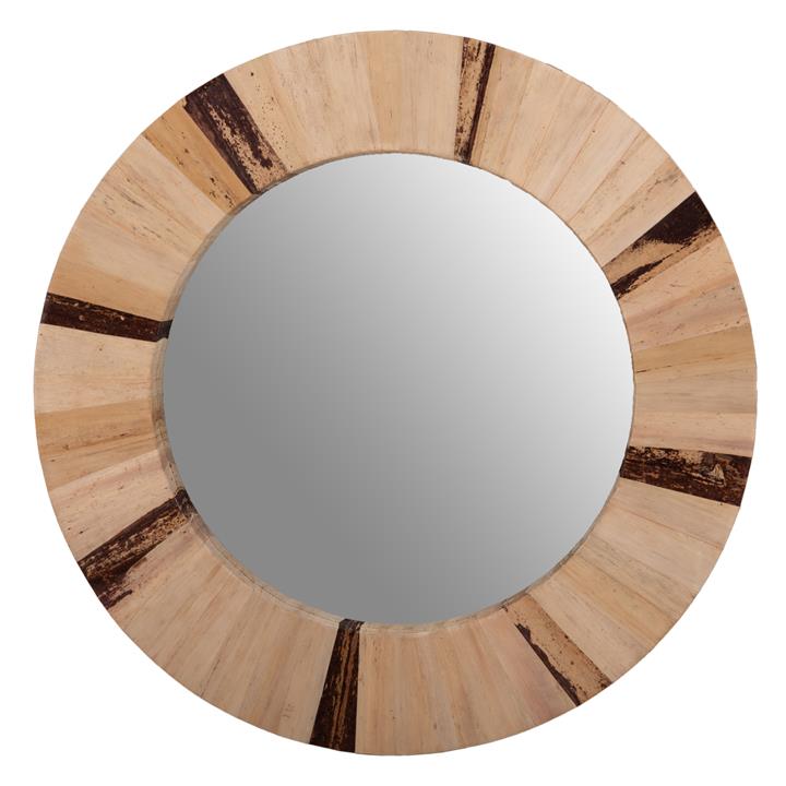 WALL MIRROR ROUND HM7837 DRIED PALM LEAF FIBER FRAME IN NATURAL COLOR Φ60x4cm.