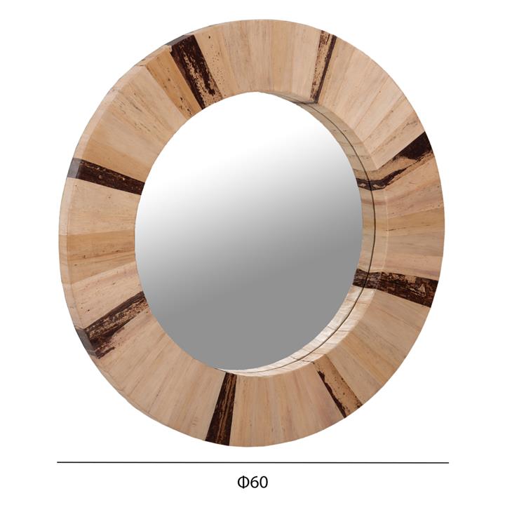 WALL MIRROR ROUND HM7837 DRIED PALM LEAF FIBER FRAME IN NATURAL COLOR Φ60x4cm.