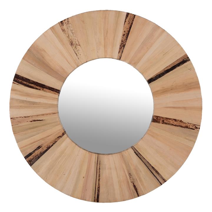 WALL MIRROR ROUND HM7838 DRIED PALM LEAF FIBER FRAME IN NATURAL COLOR  Φ80x4cm.