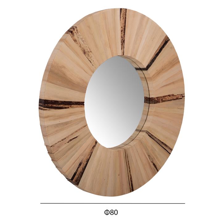 WALL MIRROR ROUND HM7838 DRIED PALM LEAF FIBER FRAME IN NATURAL COLOR  Φ80x4cm.