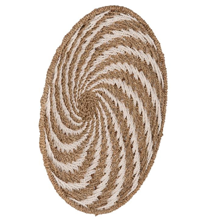 WALL DECOR ROUND HM7830.01 SPIRAL LOOK-SEAGRASS IN WHITE&NATURAL COLOR Φ61x3cm.