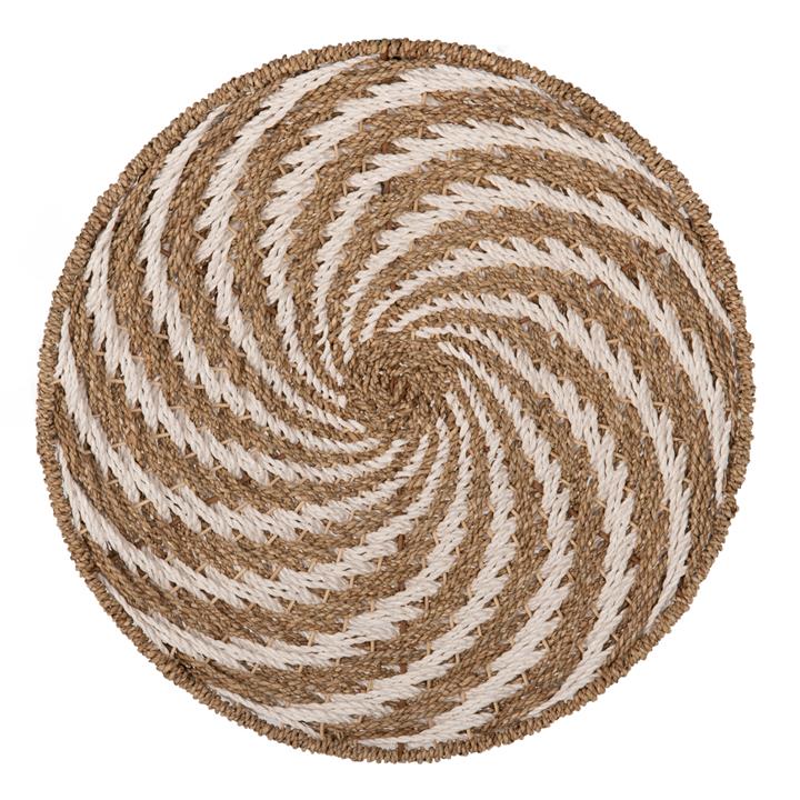 WALL DECOR ROUND HM7830.01 SPIRAL LOOK-SEAGRASS IN WHITE&NATURAL COLOR Φ61x3cm.