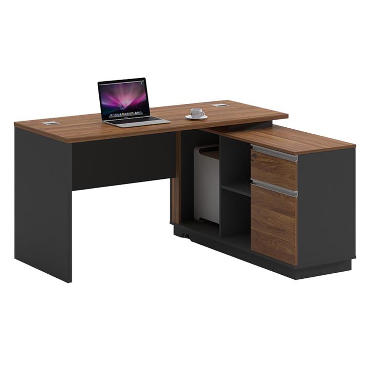 Commercial desk Oscar pakoworld right corner walnut-anthracite 160x140x76cm