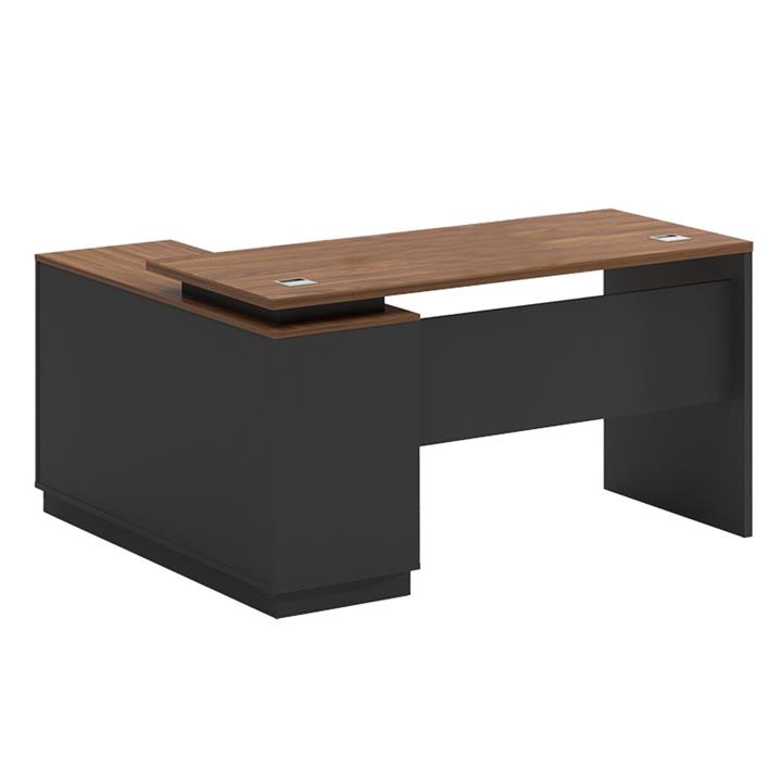 Commercial desk Oscar pakoworld right corner walnut-anthracite 160x140x76cm