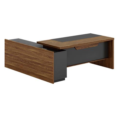 Commercial desk Oscar pakoworld right corner walnut-anthracite 200x180x76cm