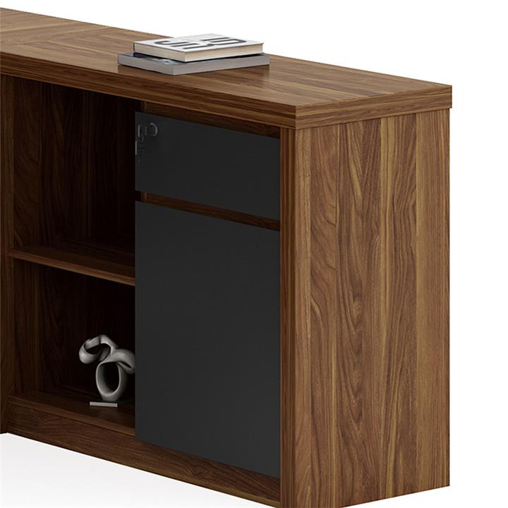Work desk professional Oscar pakoworld reversible walnut-charcoal 200x188,6x76cm