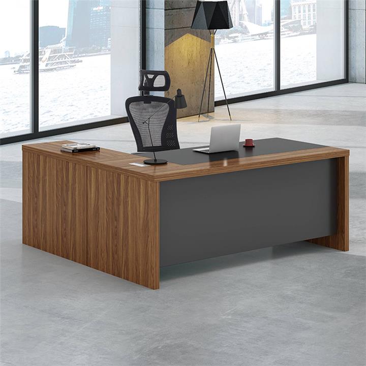 Work desk professional Oscar pakoworld reversible walnut-charcoal 200x188,6x76cm