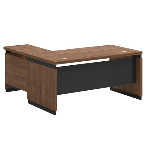 Work desk professional Oscar pakoworld reversible walnut-charcoal 180x170χ76cm
