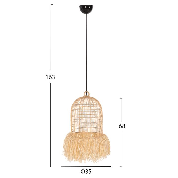 CEILING PENDANT LAMP HM7890 PALM LEAF FIBERS IN NATURAL COLOR Φ35x43Hcm.