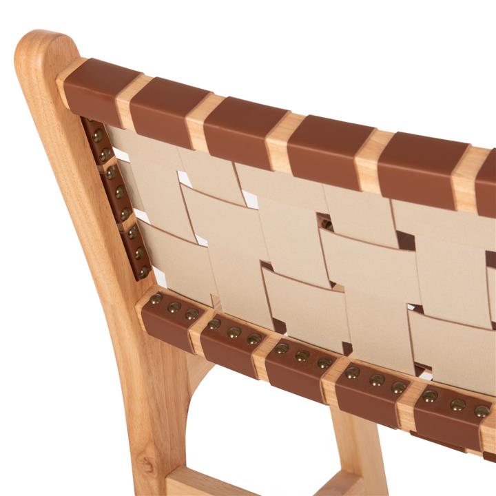 BAR STOOL FELIPE MEDIUM HEIGHT HM9329.01 TOON WOOD IN NATURAL COLOR-BROWN PU 45x47x94Hcm.