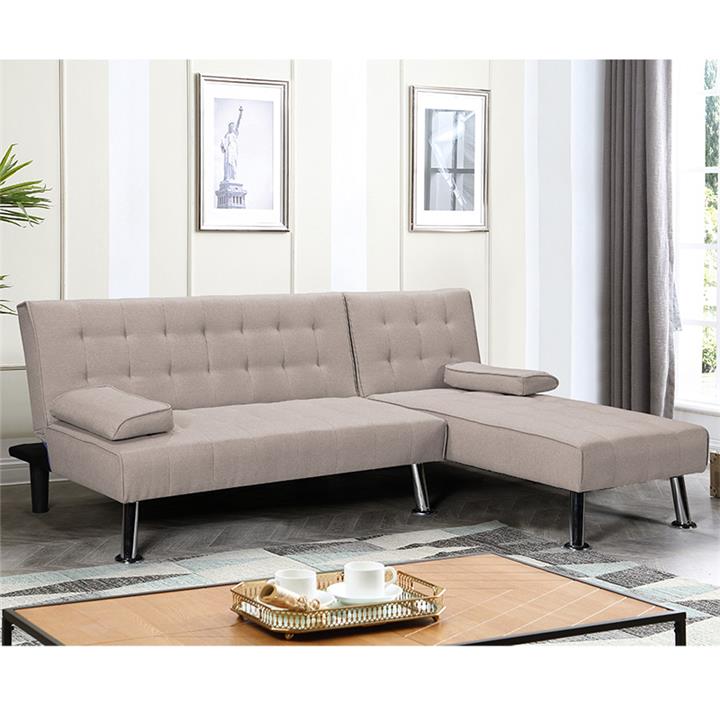Corner sofa-bed left corner Brisk pakoworld brown-grey fabric 200x146x75 cm