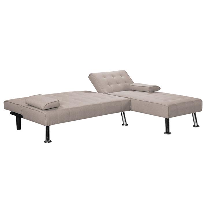 Corner sofa-bed left corner Brisk pakoworld brown-grey fabric 200x146x75 cm
