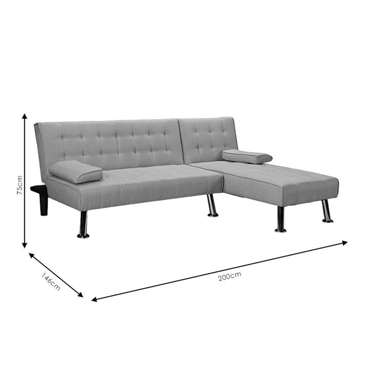 Corner sofa-bed left corner Brisk pakoworld grey fabric 200x146x75 cm