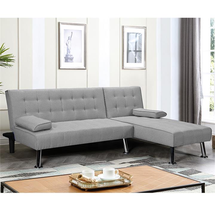 Corner sofa-bed left corner Brisk pakoworld grey fabric 200x146x75 cm