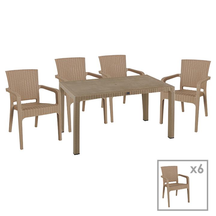 Garden dining set Explore-Halcyon pakoworld set 7pieces PP cappuccino150x90x73.5cm
