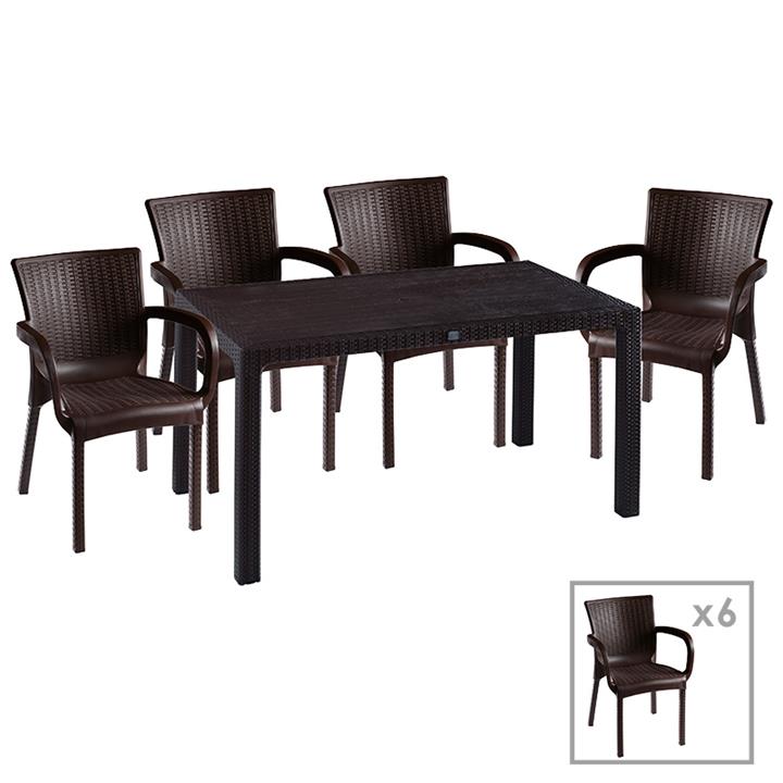 Garden dining set Explore-Festive pakoworld set 7pieces PP brown 150x90x73.5cm