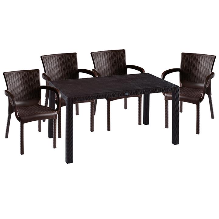 Garden dining set Explore-Festive pakoworld set 5pieces PP brown 150x90x73.5cm