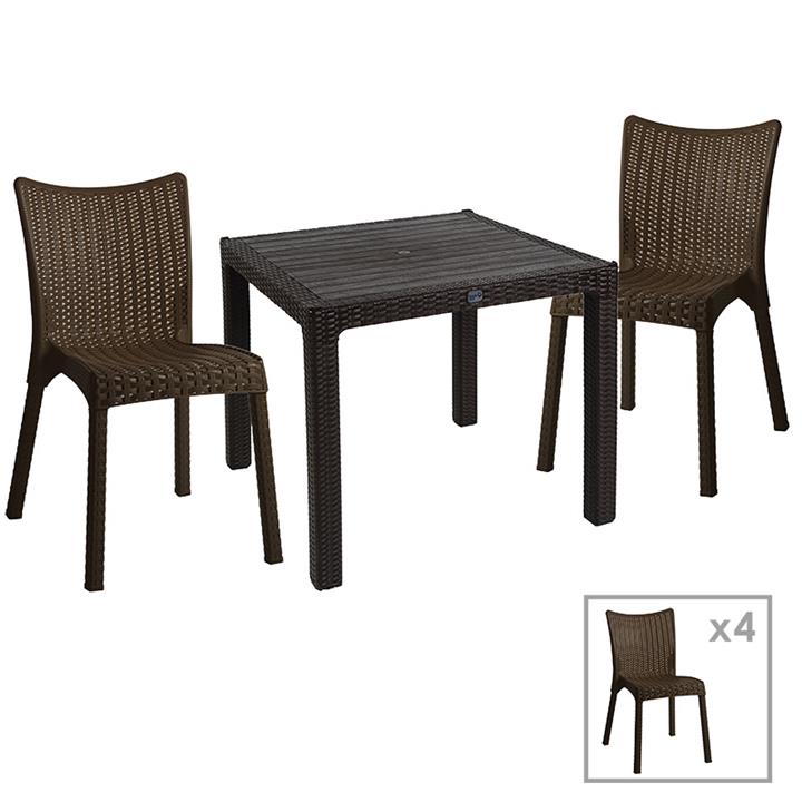 Garden dining set Explore-Confident pakoworld set 5pieces PP brown 90x90x73.5cm