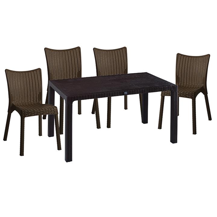 Garden dining set Explore-Confident pakoworld set 5pieces PP brown 150x90x73.5cm