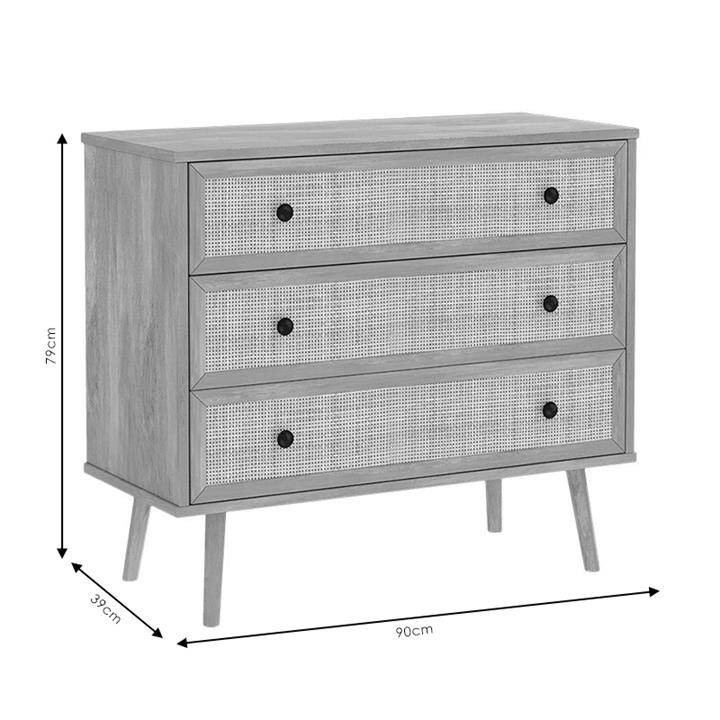 Συρταριέρα Oslo pakoworld 3ων συρταριών sonoma 90x39x79εκ
